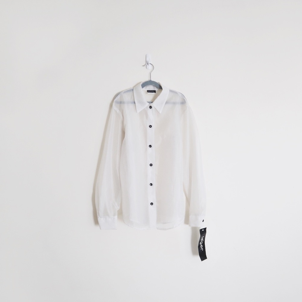 Vintage 80s Deadstock Sheer Mesh Button Down Shirt